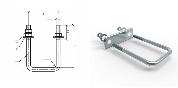 П-образный болт, хомут, скоба с резьбой.