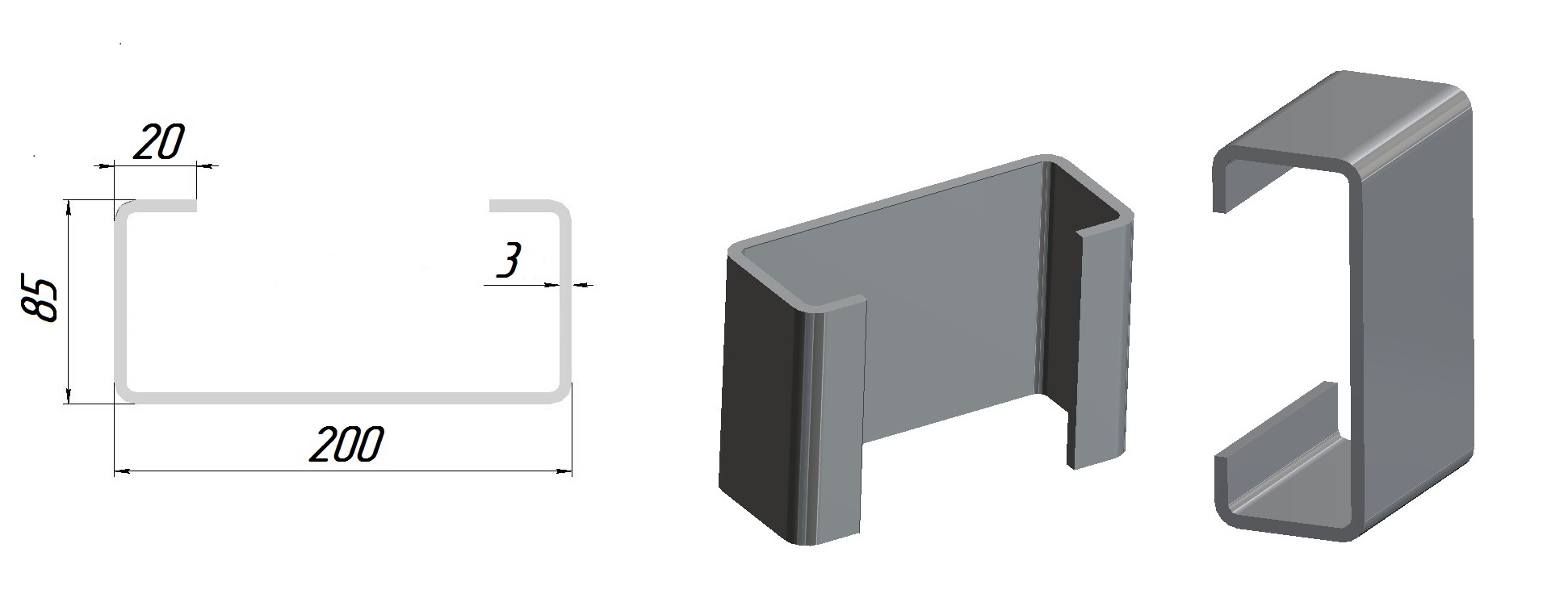 Гнутый С-образный профиль 200*85*20*3,0 от завода производителя Стальные грани